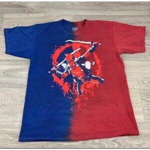 Mens Red/Blue Marvel legends deadpool tie dye shirt size Large, Cosplay Tee